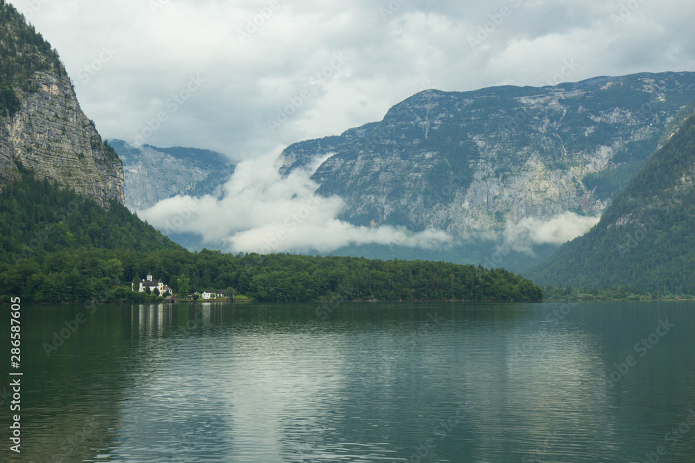 view of Hallstatter See - lake in Austrian alps