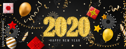 2020 New Year. 2020 Happy New Year greeting card. 2020 Happy New Year background.