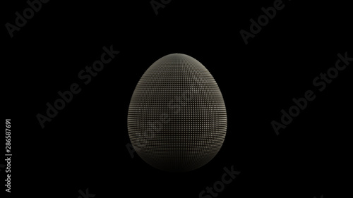 Sterling Silver Egg Made Out of Lots of Tiny Spheres Front View 3d illustration