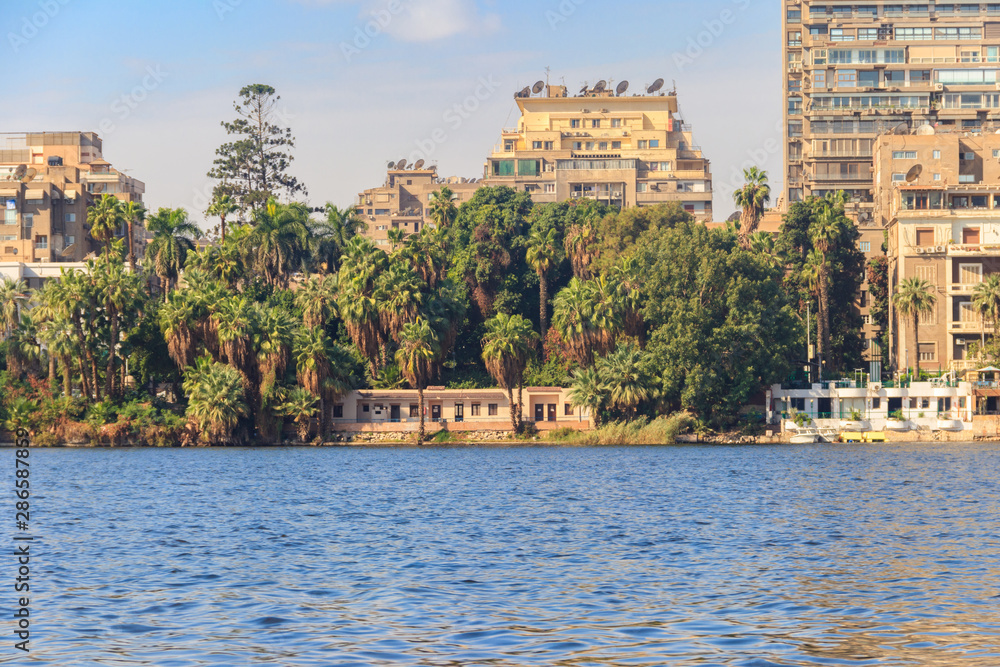 View of the Cairo city and Nile river in Egypt