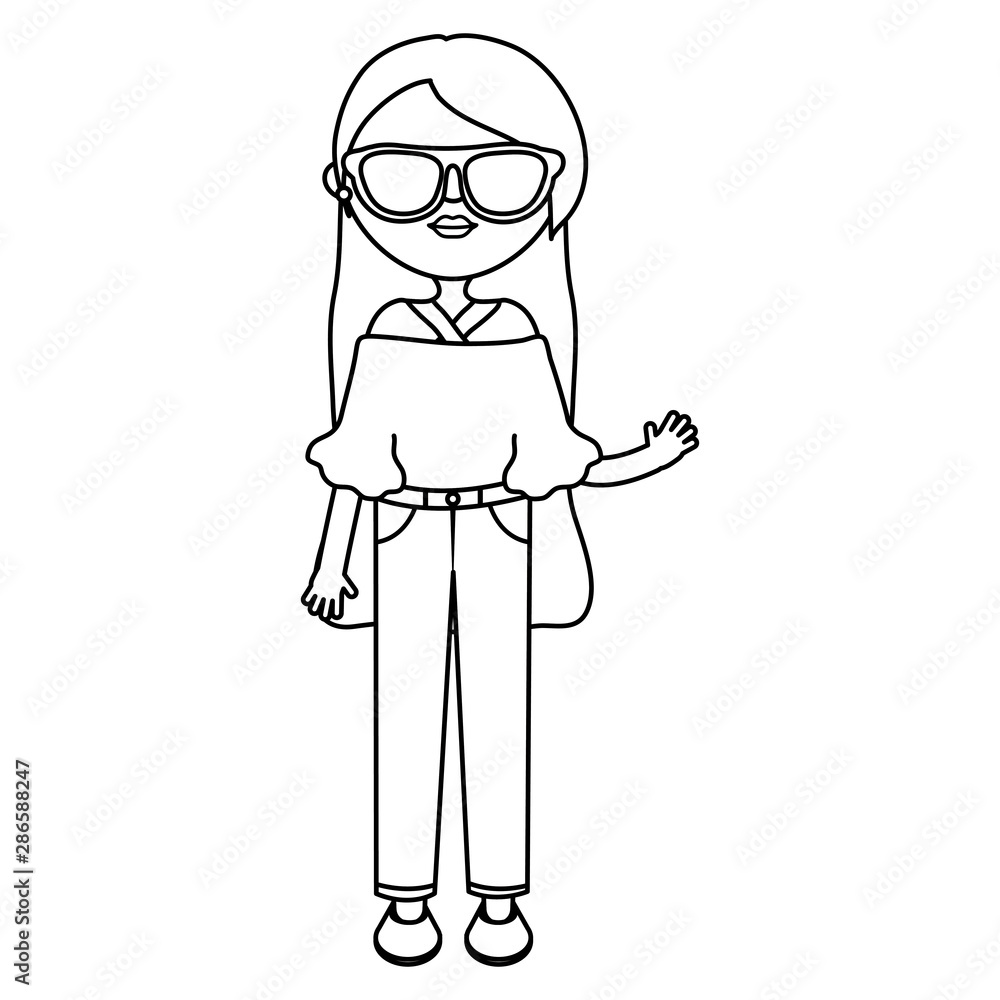 cute woman with sunglasses street style character cute woman with sunglasses street style character