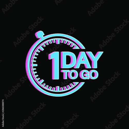 1 day to go last countdown icon. Vector illustration