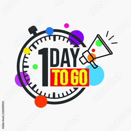 1 day to go last countdown icon. Vector illustration