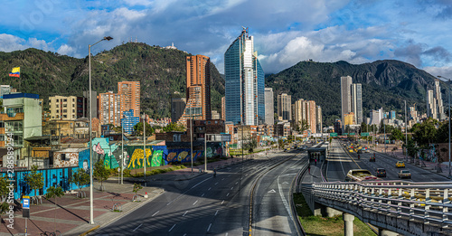 Tropical city between mountains Bogotá Colombia, paradise with mountain photo