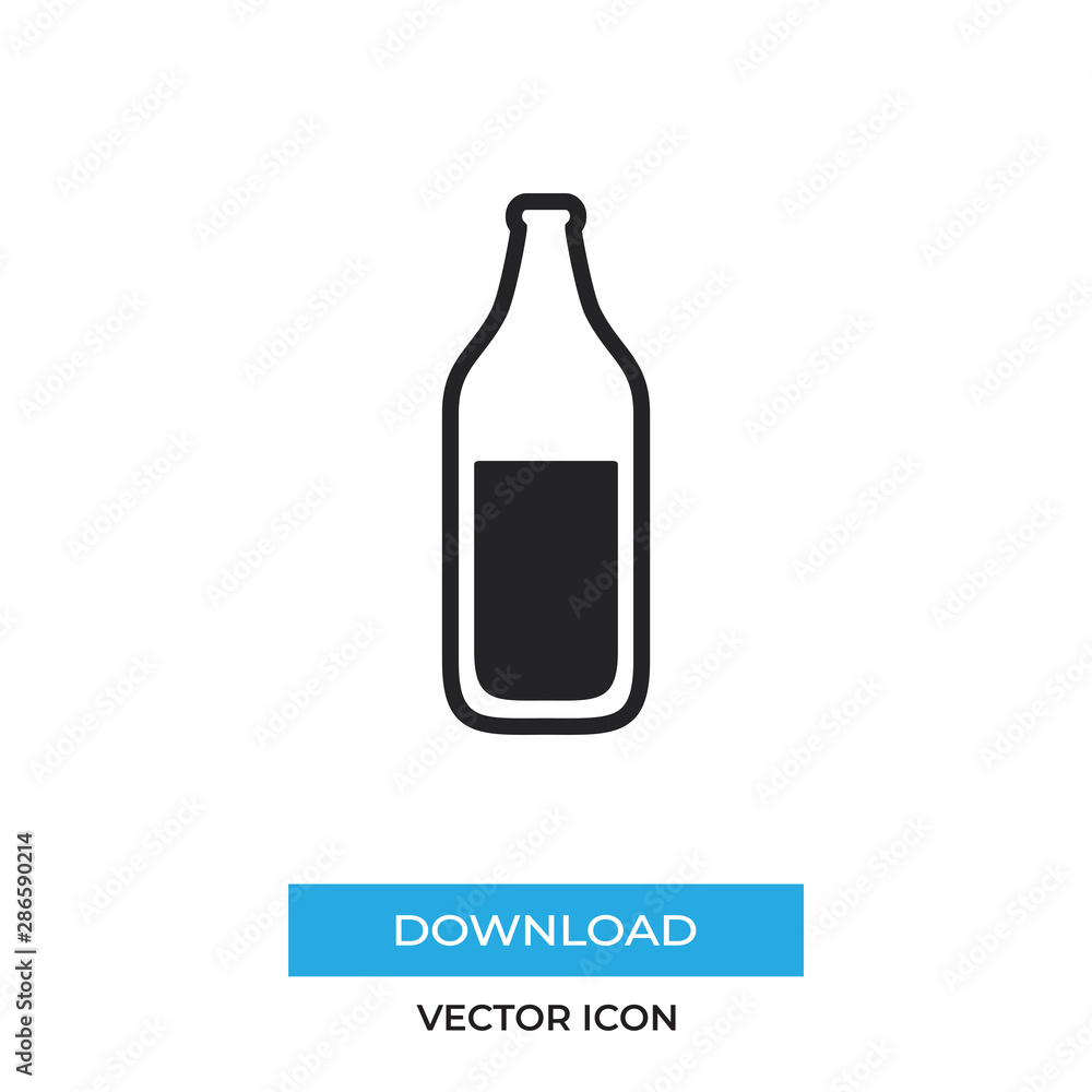Wine bottle vector icon, simple car sign. Wine bottle vector icon, simple car sign.