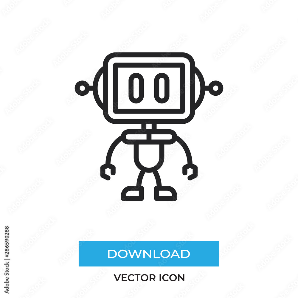 Robot vector icon, simple car sign. Robot vector icon, simple car sign.
