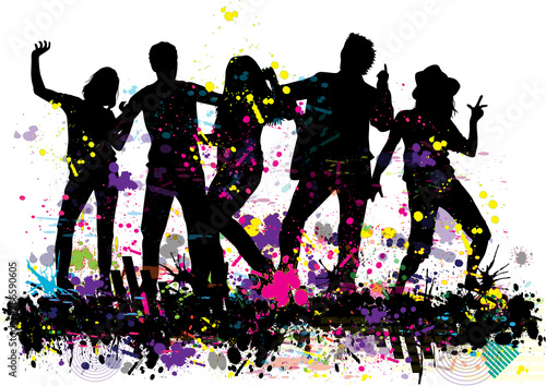 Dancing people silhouettes. Abstract background.