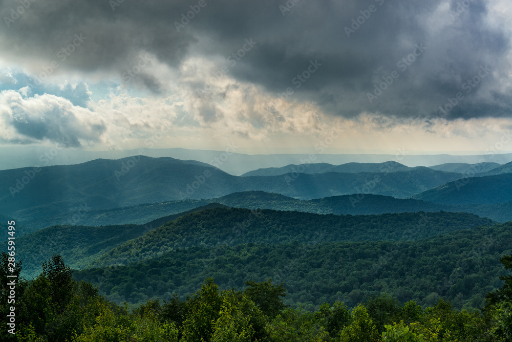 View toward the West and the Appalacian Highlands from Skyline Drive in Shenandoan National Park, Virginia View toward the West and the Appalacian Highlands from Skyline Drive in Shenandoan National Park, Virginia
