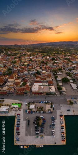 Aerial view of Lixouri town at sunset, Kefalonia, Greece  photo