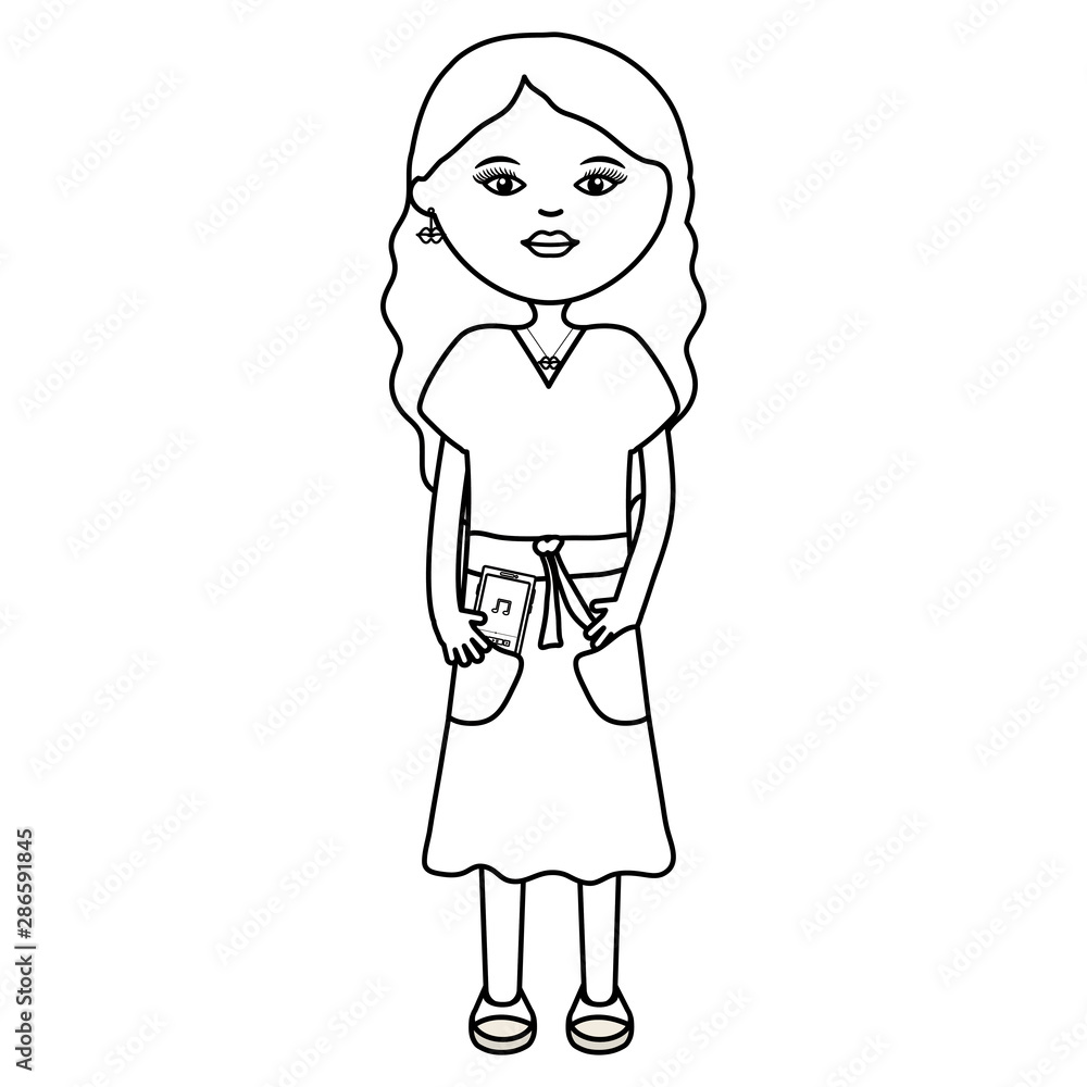 cute woman street style with smartphone and music app cute woman street style with smartphone and music app