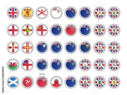 Set of vector icons. Flags of United Kingdom.     