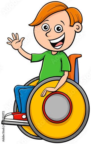cartoon disabled boy character on wheelchair