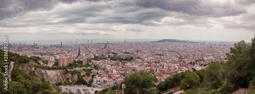 Panoramic city landscape of Barcelona. Catalonia, Spain