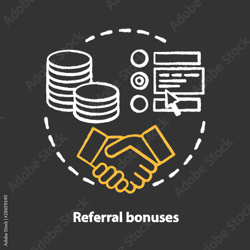 Casino referral bonuses chalk concept icon. Reward program idea. Referral awards, incentives and benefits. Redeem points. Vector isolated chalkboard illustration