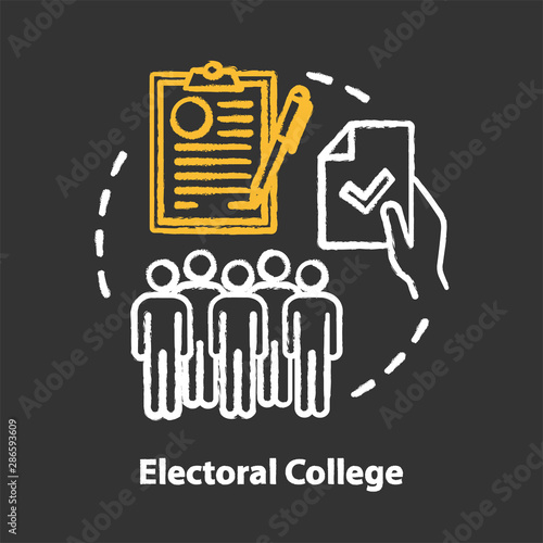 Elections chalk concept icon. Electoral college idea. Voting, choosing from political candidates, parties. Electorate, eligible, valid voters. Vector isolated chalkboard illustration