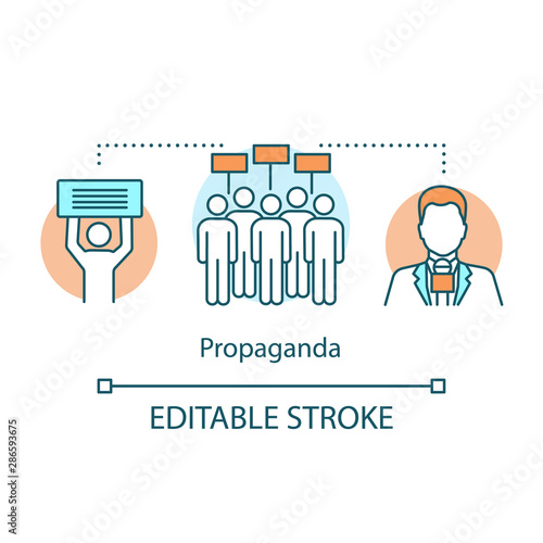Election concept icon. Propaganda idea thin line illustration. Political meeting, protest action. Public opinion. Strike against government control. Vector isolated outline drawing. Editable stroke
