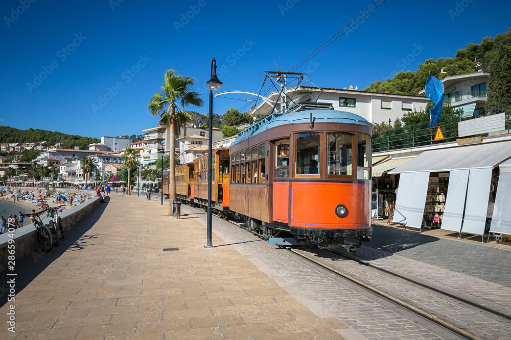 Port De Soller, tramway connecting town to Soller opened in 1913 and is about 5 km long.