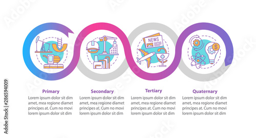 Manufacturing process vector infographic template. Business presentation design elements. Data visualization with four steps and options. Process timeline chart. Workflow layout with linear icons
