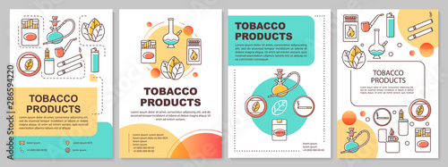 Fototapeta Naklejka Na Ścianę i Meble -  Tobacco industry template layout. Flyer, booklet, leaflet print design with linear illustrations. Smoking equipment, products. Vector page layouts for magazines, annual reports, advertising posters