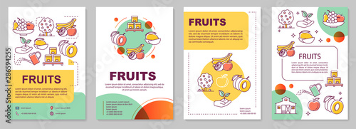 Fruit production template layout. Farming organic produce. Flyer  booklet  leaflet print design with linear illustrations. Vector page layouts for magazines  annual reports  advertising posters