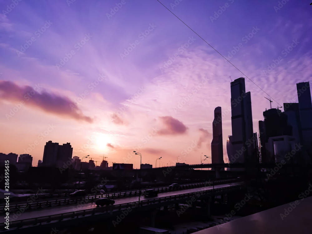 skyline at sunset skyline at sunset