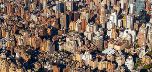 Aerial view of the skyscrapers of in Manhattan, New York City