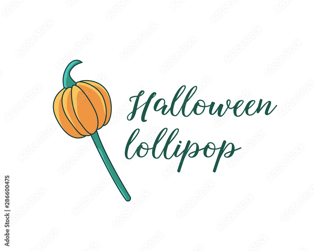 Isolated hand-drawn pumpkin lollipop illustration 