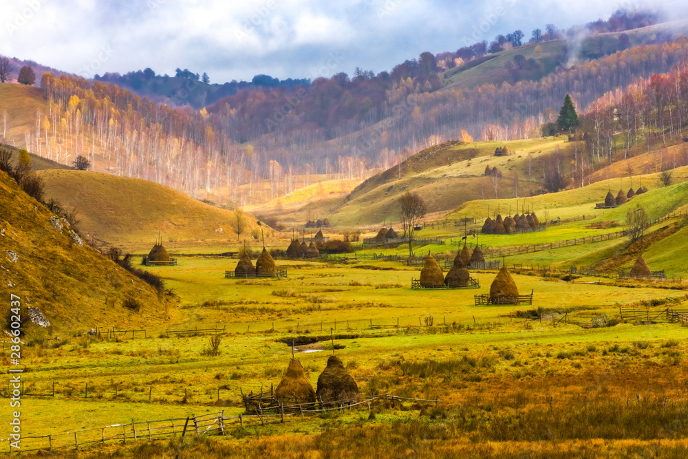 Autumn landscape in Fundatura Ponorului, also known as 