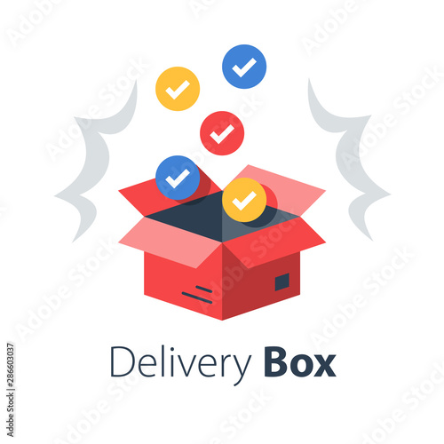 Shop purchase delivery, multiple set of articles, wholesale products, receive postal parcel