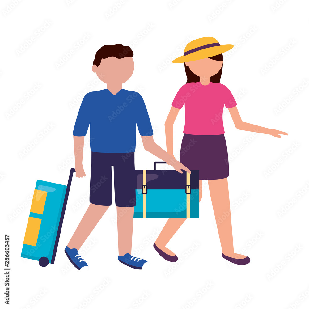 Isolated traveler couple vector design Isolated traveler couple vector design