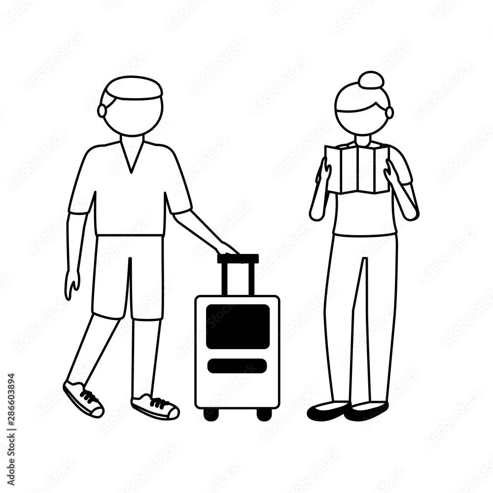 Isolated traveler couple vector design Isolated traveler couple vector design