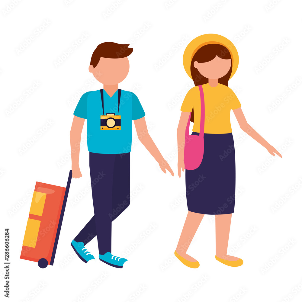 Isolated traveler couple vector design Isolated traveler couple vector design