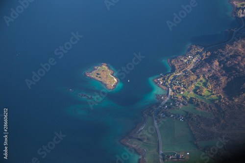 Views of Lofoten from the plane, in Norway