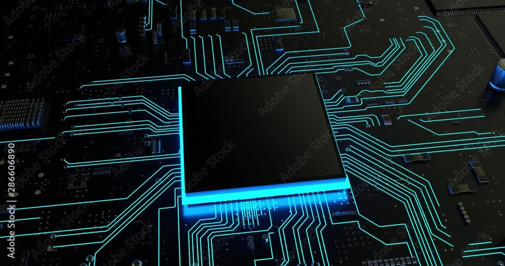 Macro shot of central computer processor CPU blank microchip for copy space.