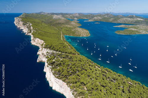 Cliffs in National park Telascica, Adriatic sea, Croatia photo