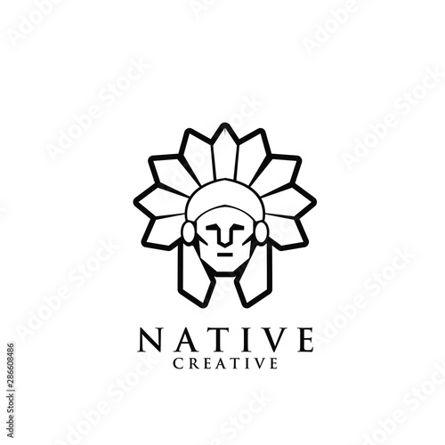 native apache indian logo icon designs vector illustration template