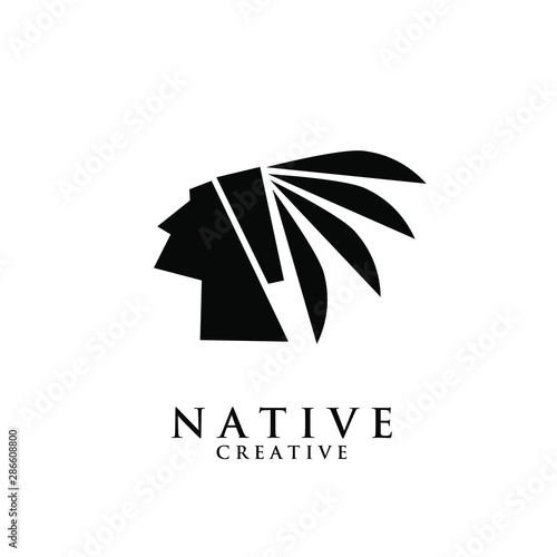 native apache indian logo icon designs vector illustration template