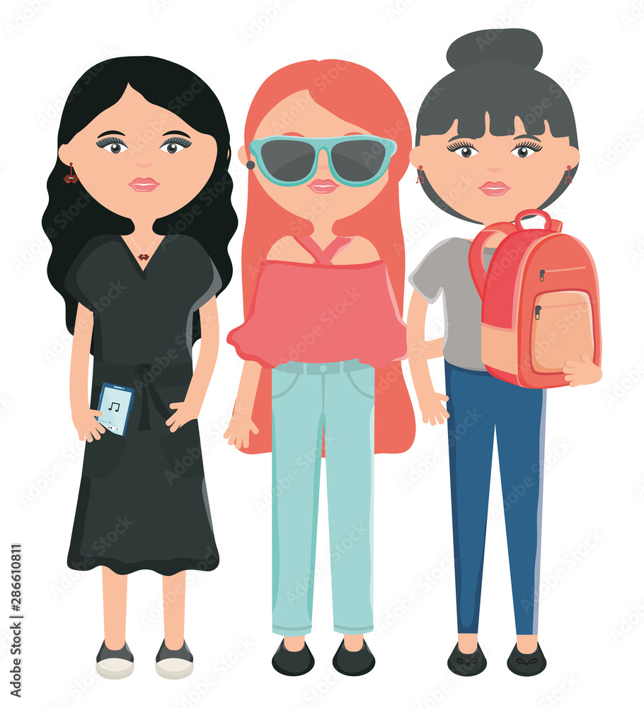 cute girls with accessories urban style characters cute girls with accessories urban style characters