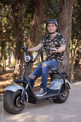 young woman on motorcycle