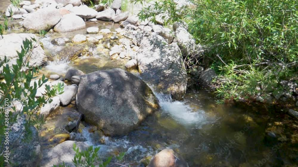 River water flowing over rocks in a mountain paradise - slow motion River water flowing over rocks in a mountain paradise - slow motion