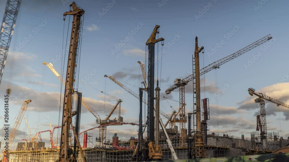 machine work on installing bored piles, time lapse machine work on installing bored piles, time lapse