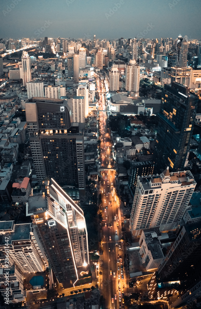 Fototapeta premium Siam and Rachathewi views from above, in Bangkok Thailand