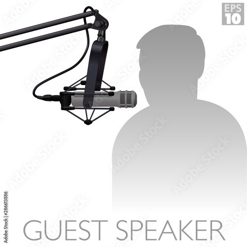 A dynamic microphone used by broadcasters, guest speakers and podcasters to record voice audio professionally.