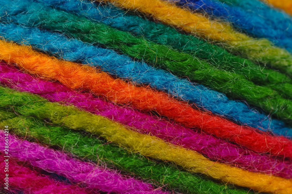 colorful wool yarn close up