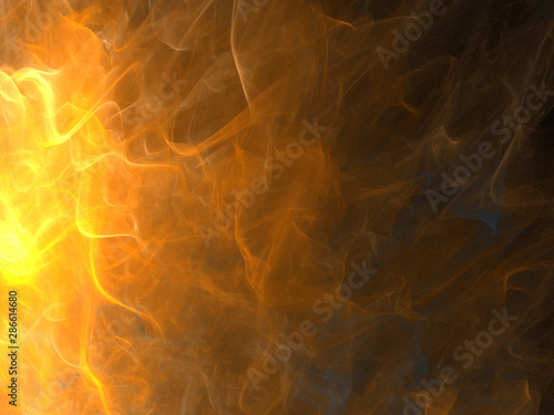 Abstract Fire Illustration - Soft Iridescent Colorful Cloud of Brilliant Energy, Glowing Plasma. Smoke, Energy Discharge, Digital Flames, Artistic Design. Minimal Soft Background Image