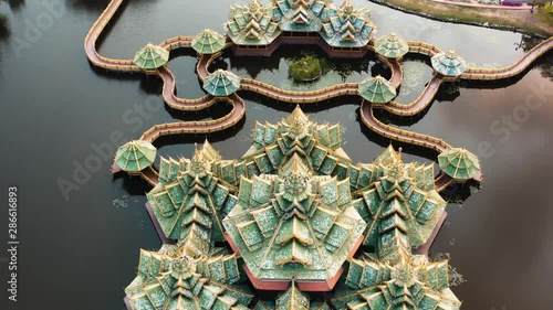 Ancient City, Muang Boran, aerial footage, in Bangkok, Thailand