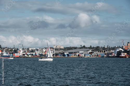 Yacht and coastguard boat in Auckland New Zealand © Nikolai
