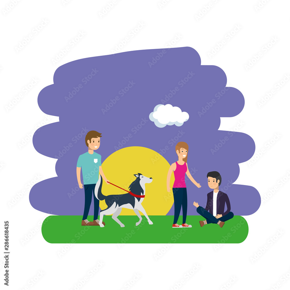 People in park vector design