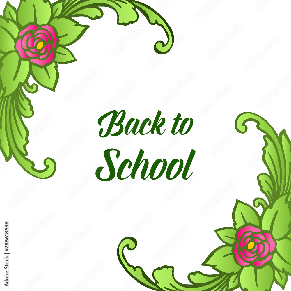 Decorative of card back to school with cute rose wreath frame. Vector Decorative of card back to school with cute rose wreath frame. Vector