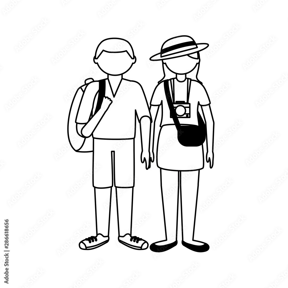 Isolated traveler couple vector design Isolated traveler couple vector design